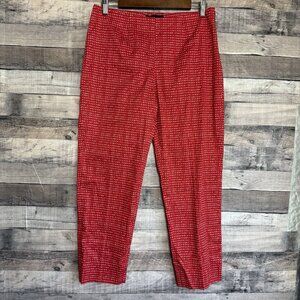 Piazza Sempione Audry P315 Red White Cotton Slim Leg Crop Pants IT 44 US 8 NWT